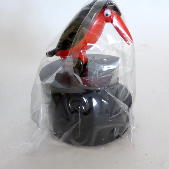 NEW VINTAGE BLACK BIRD WOODPECKER TOOTHPICK HOLDER DISPENSER - Picture 3 of 10